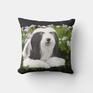 Coussin Peinture à collie à poils - Joli art original de c