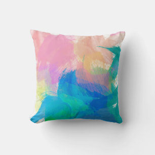 Coussin Peinture à éclaboussures colorées Bleu vert bracel