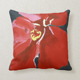 Coussin Peinture à la fleur de l'Hibiscus d'Hawaii rouge