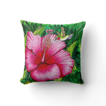 Peinture à l'aquarelle de l'Hibiscus d'colibri