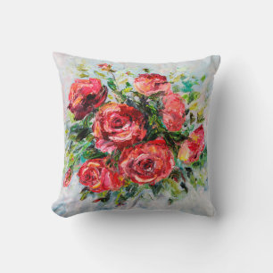 Coussin  Peinture à l'huile abstraite de beau bouquet frai