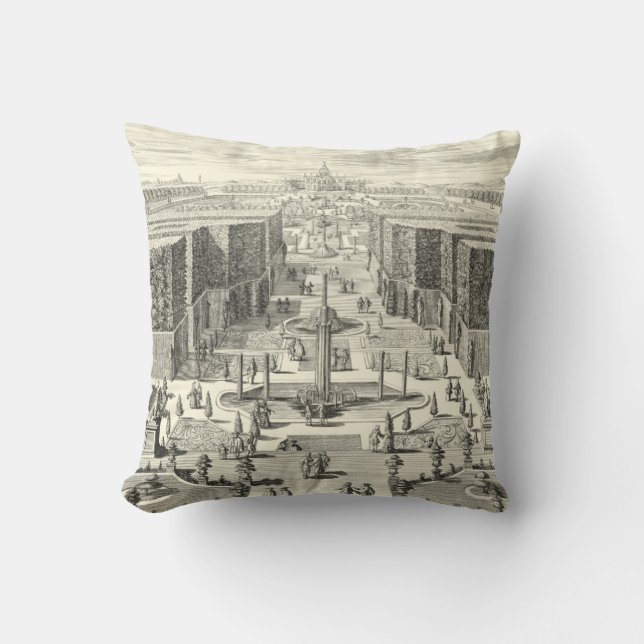 Coussin Peinture à l'huile des Fontaines du Jardin de Vers (Recto)