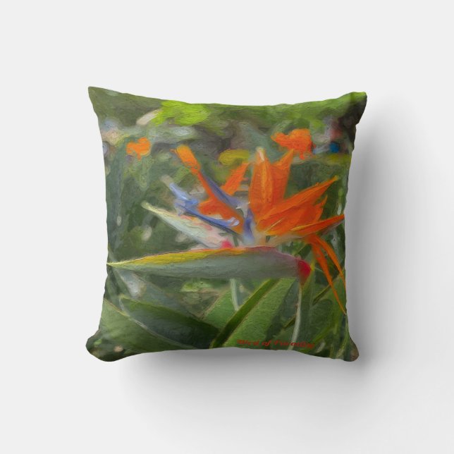 Coussin Peinture à l'huile d'Oiseau du Paradis (Recto)