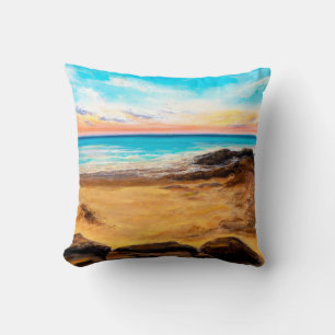 Coussin peinture à l'huile d'un beau coucher de soleil do