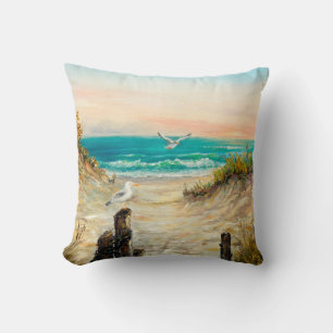 Coussin peinture à l'huile sur les dunes de plage de l'oc