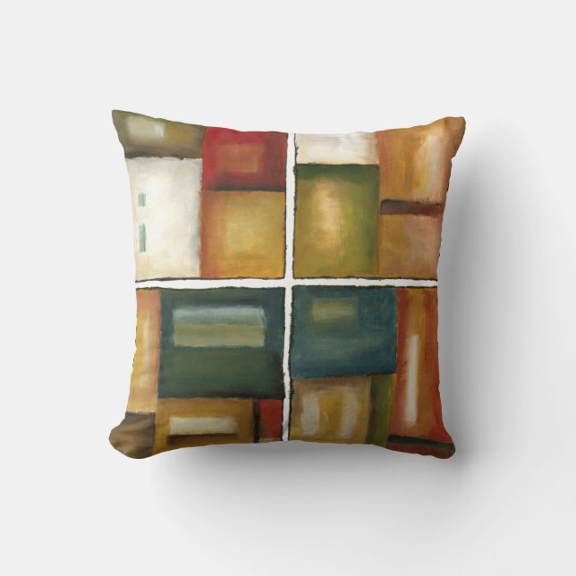 Coussin Peinture à quatre panneaux par Jennifer Goldberger (Recto)