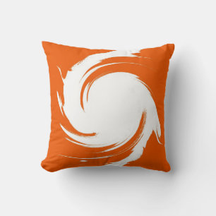 Coussin Peinture Abstraite en spirale orange et blanche