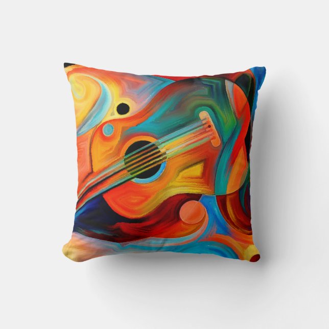 Coussin Peinture Abstraite sur le thème de la musique et d (Recto)