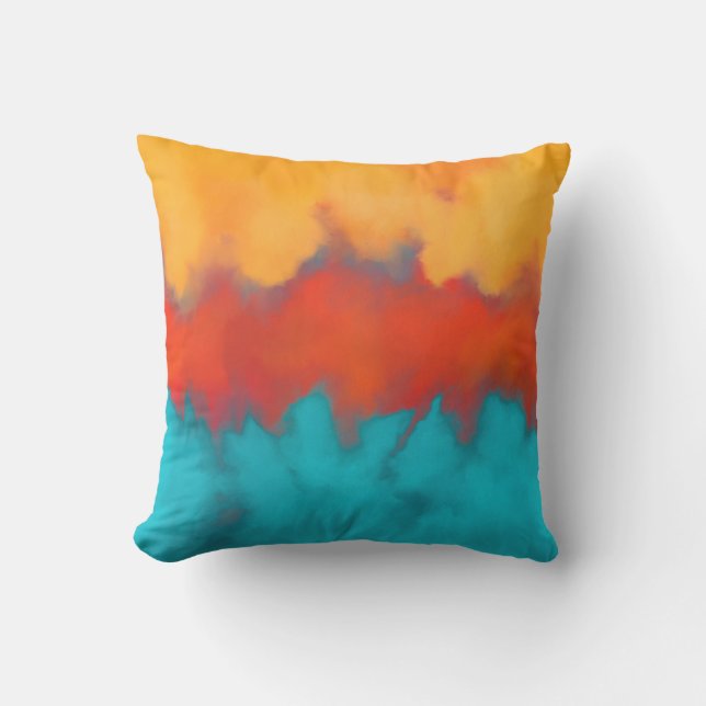 Coussin peinture Abstraite, turquoise moderne, terre cuite (Recto)