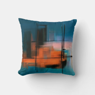 Coussin Peinture acrylique abstraite colorée. Paysage surr