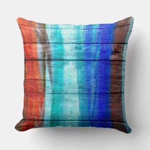 Coussin Peinture acrylique colorée sur bois #4
