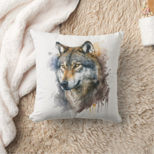 Coussin Peinture aquarelle Wolf