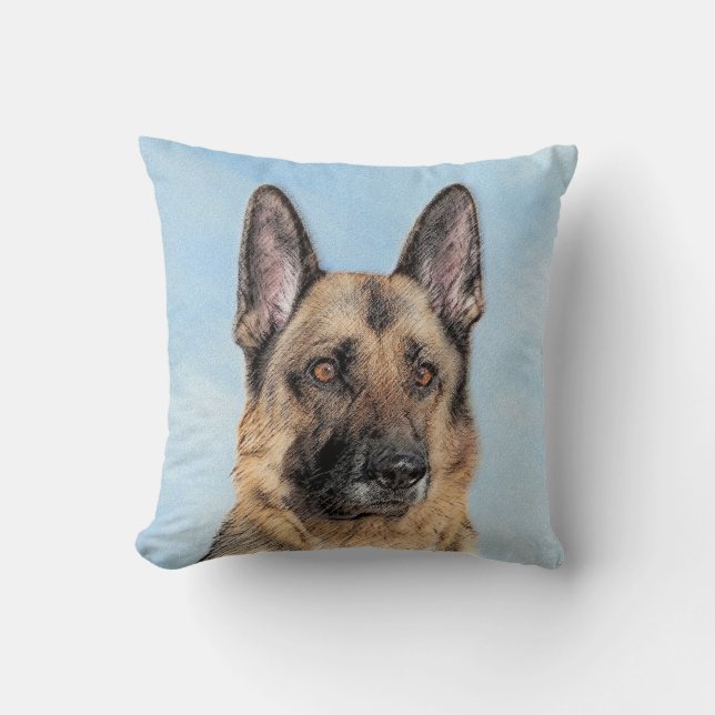 Coussin Peinture berger allemande - jolie art original chi (Recto)