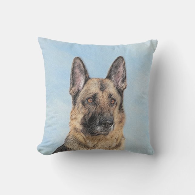 Coussin Peinture berger allemande - jolie art original chi (Recto)