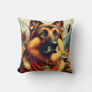 Coussin Peinture berger vintage allemande