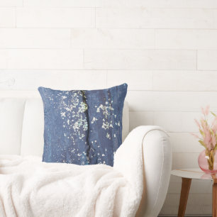 Coussin Peinture bleue altérée abstraite