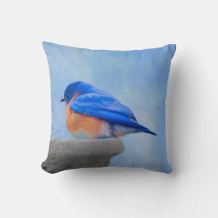 Coussin Peinture Bluebird - Art original pour oiseaux
