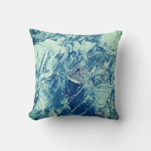 Coussin Peinture d'art bleu et blanc