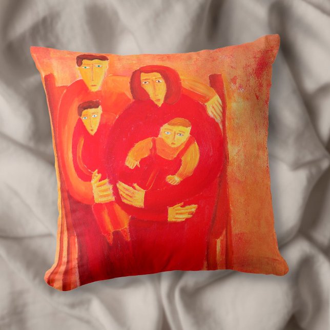 Coussin Peinture d'art contemporain en famille (Créateur téléchargé)