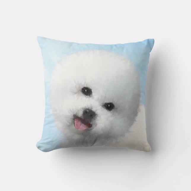 Coussin Peinture de Bichon Frise - Cute Original Dog Art (Recto)