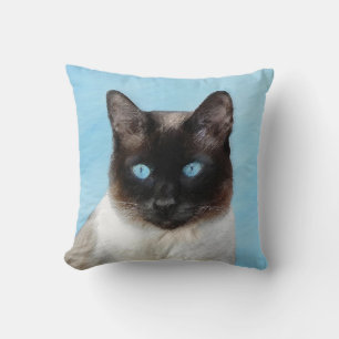Coussin Peinture de chat siamois - Art original de chat mi