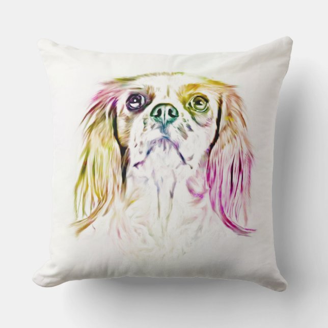 Coussin Peinture de chien espagnol du roi Charles Cavalier (Recto)