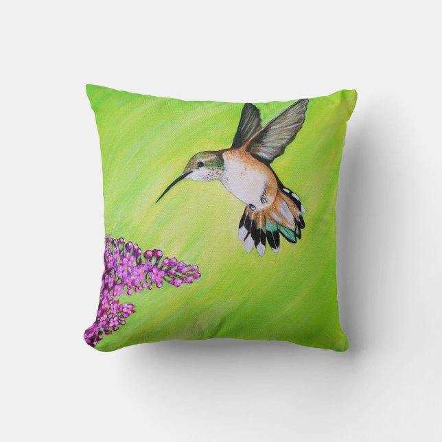 Coussin Peinture de colibri et de Lilac (Recto)