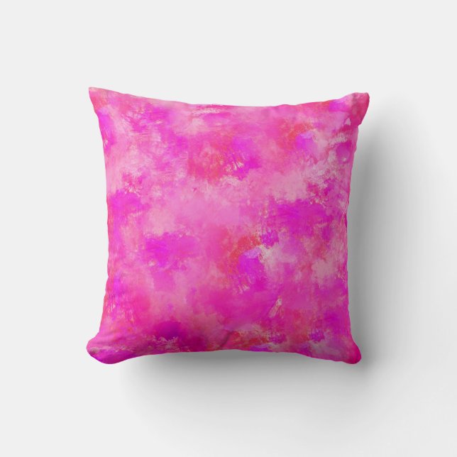 Coussin Peinture de couleur d'eau abstraite rose chaud (Recto)