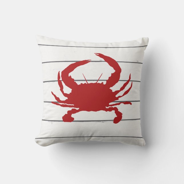 Coussin Peinture de crabe rouge Shiplap Coastal (Recto)