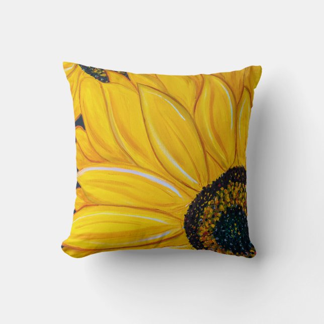 Coussin Peinture de duo de tournesol de LineA (Recto)