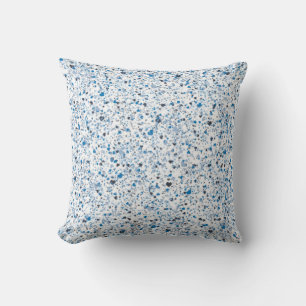 Coussin Peinture de fond de coeur bleu, éclaboussée