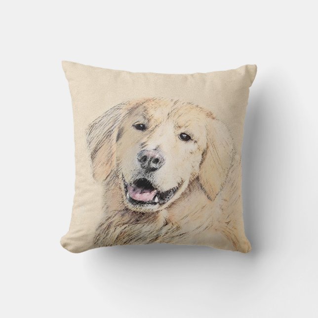 Coussin Peinture de Golden Retriever - Beau art original d (Recto)