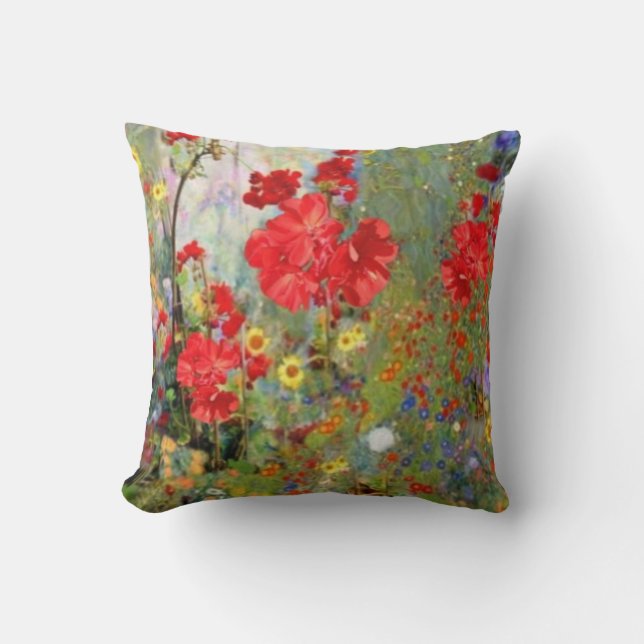 COUSSIN PEINTURE DE JARDIN DE GERANIUMS ROUGES (Recto)