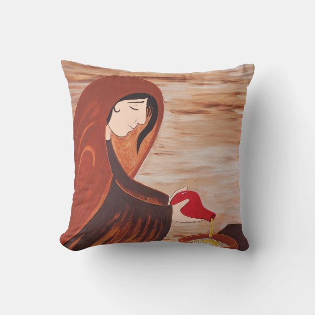 Coussin Peinture de la veuve de Zarephath (Confiance en Di (Recto)