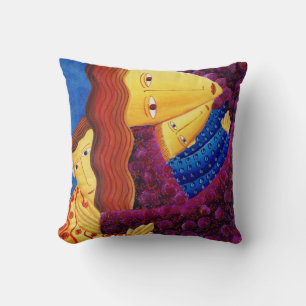 Coussin Peinture de mère et fils avec le mot amour écrit e