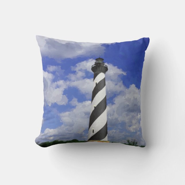 Coussin Peinture de phare du Cap Hatteras (Recto)