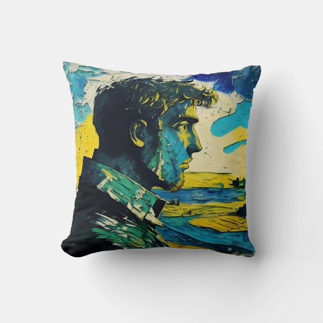 Coussin Peinture de portrait pour jeune homme (Recto)