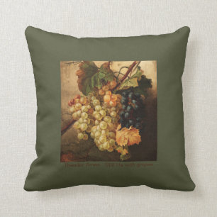 Coussin Peinture de raisins vintage automne vert 
