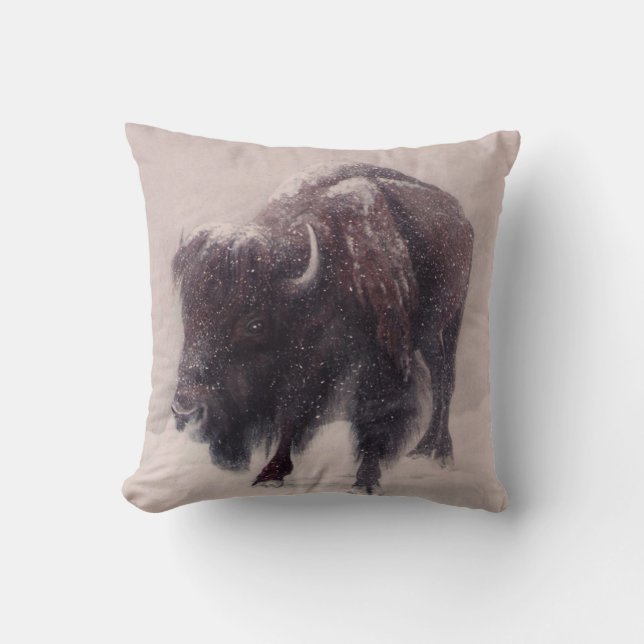 Coussin Peinture de tempête de neige   de Buffalo (Recto)