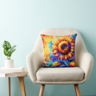 Coussin Peinture de tournesol Couleurs vives Puissance du 