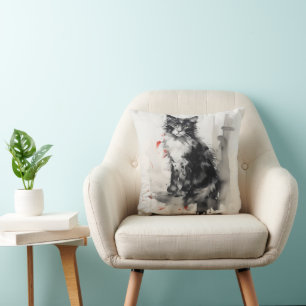 Coussin Peinture d'encre Kitten Nature