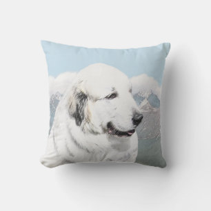 Coussin Peinture des Pyrénées - Art original du chien
