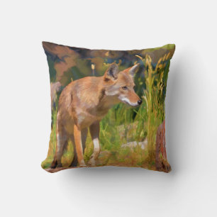 Coussin Peinture d'été sur la faune de Coyote