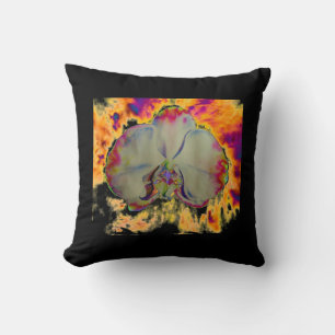 Coussin Peinture d'orchidée aquarelle abstraite boho éléga