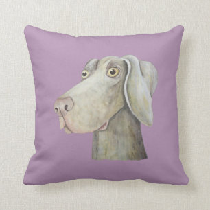 Coussin Peinture drôle d'aquarelle de chien de weimaraner
