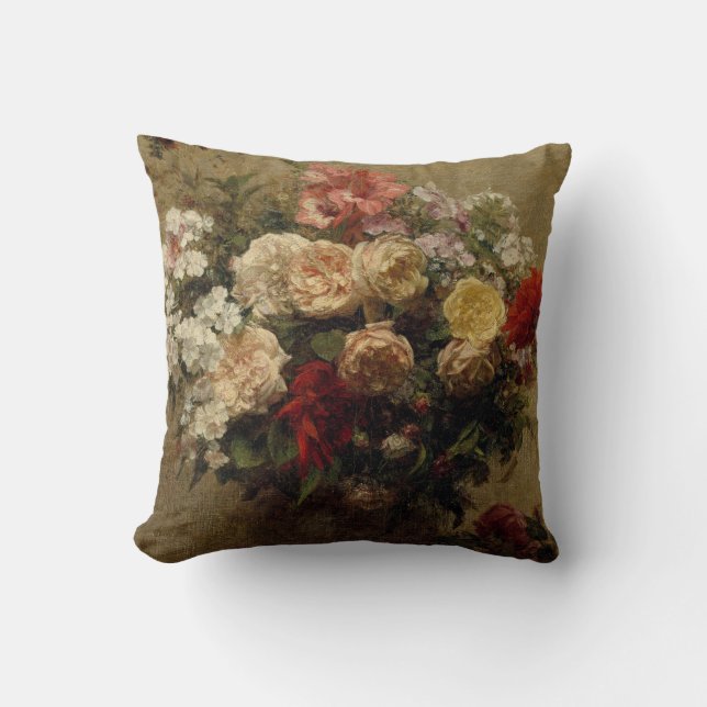 Coussin Peinture florale Rose antique (Recto)