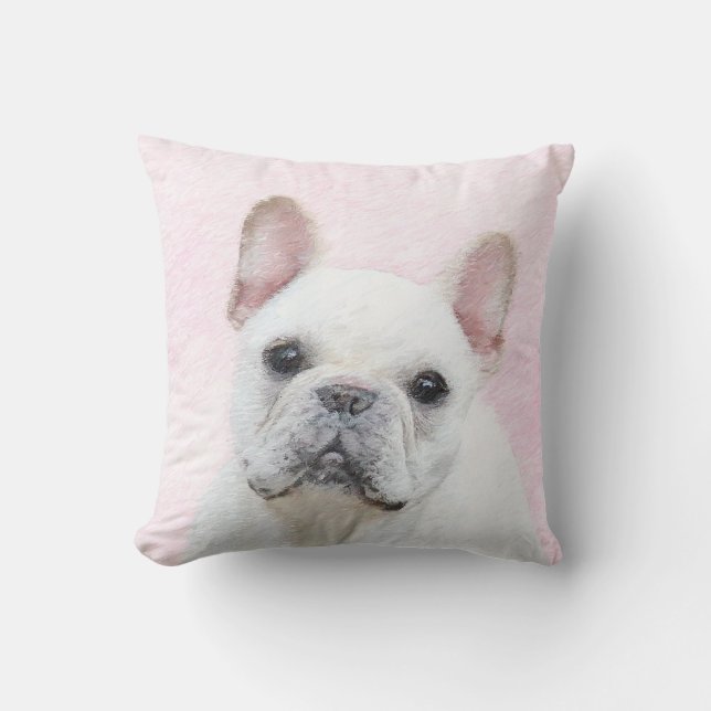 Coussin Peinture française de Bulldog (Crème/Blanc) (Recto)