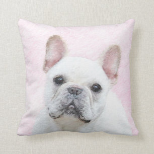 Coussin Peinture française de Bulldog (Crème/Blanc)