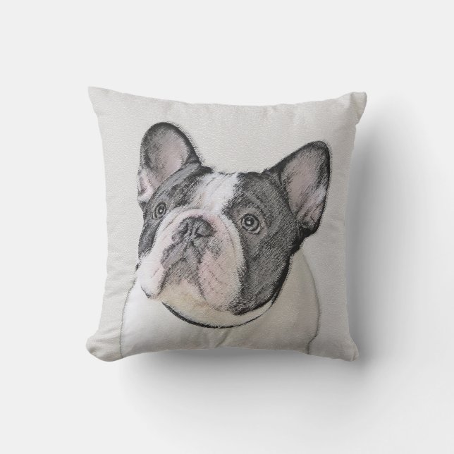 Coussin Peinture française de Bulldog (Pied de broche) - A (Recto)