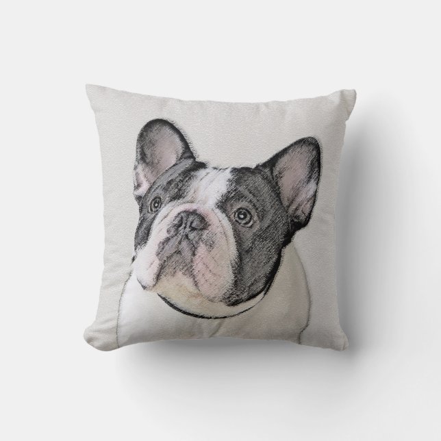 Coussin Peinture française de Bulldog (Pied de broche) - A (Recto)